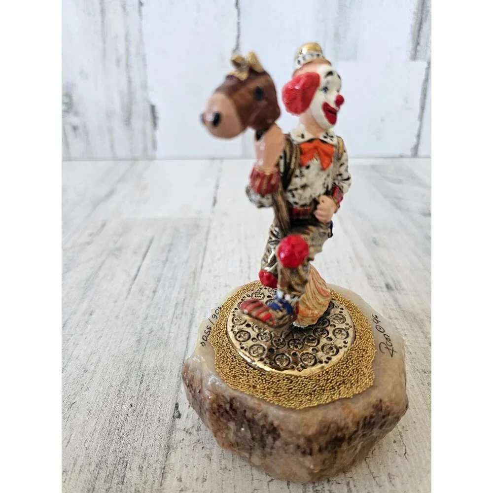Ron‎ Lee clown horse broom circus cowboy 1996 vintage statue gold figurine